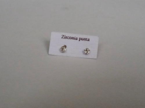 Arete  Plata 925 Broquel Circonio Blanco Mini 1mm 