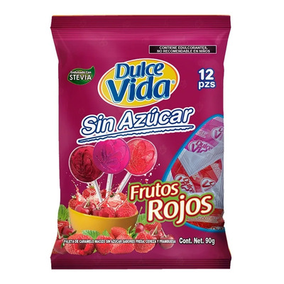 Paletas Frutos Rojos Dulce Vida Sin Azúcar Stevia 90g 12pzs | MercadoLibre