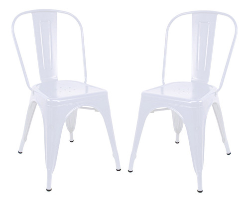 Set De 2 Sillas Tipo Tolix Metal Vintage Minimalistas Hogar Color De La Estructura De La Silla Blanco Color Del Asiento Blanco