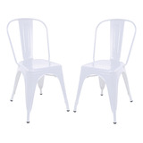 Set De 2 Sillas Tipo Tolix Metal Vintage Minimalistas Hogar Color De La Estructura De La Silla Blanco Color Del Asiento Blanco