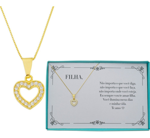 Colar Feminino Ouro 18k Folheado Filha Presente Aniversário