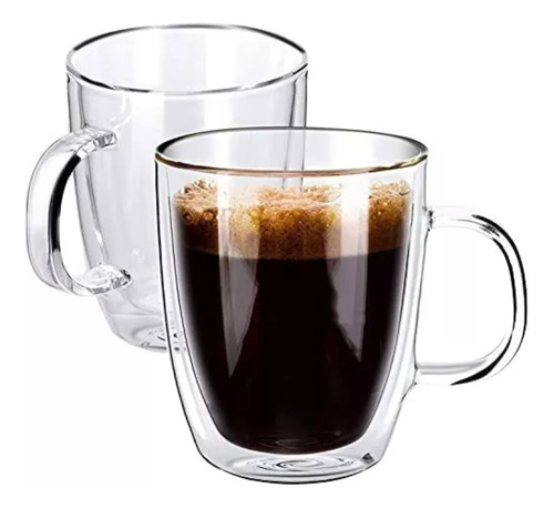 Taza Tazon Café Capuchino Doble Pared 414ml Premium X2