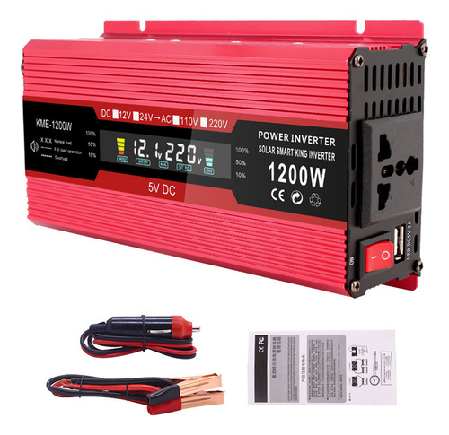 Inversor De Coche 1200w 12v.220v Lcd Usb Rv Solar