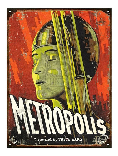 Cartel De Chapa Vintage Retro Cine Metropolis 30x40cm