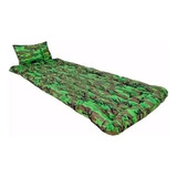 Kit Camping Colchonete Com Travesseiro Solteiro Camuflado