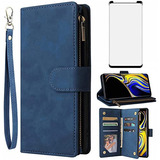 Funda Cartera Para Samsung Galaxy Note 9 Azul Piel Sinte - 3