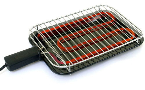 Churrasqueira Elétrica Grill Esmaltada Portátil Preta 220v