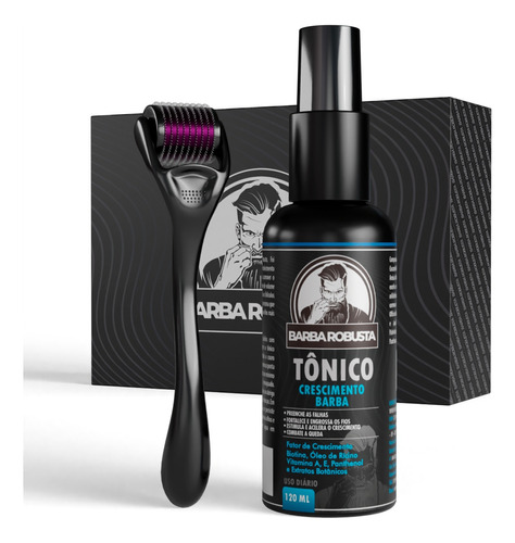 Kit Microagulhamento Dermaroller Crescimento De Barba Cabelo