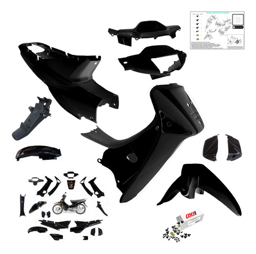 Kit Plásticos Honda Wave Alternativo Vc 2006-2012 Tornillos