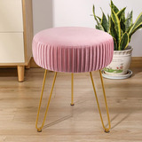 Touch-rich Stripe Velvet Vanity Chair Round Ottoman, Tapicst