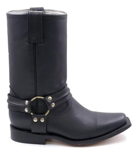 Bota Vaquera Trompa De Puerco Con Arnés Unisex Biker Casual