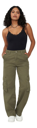 Jeans Mujer Cargo Verde Corona