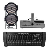 Kit 2 Par Led 60 Leds Rgb Full+maq Fumaça 2000w+mesa Dmx384