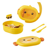 Taper Lunchera Infantil C/separador +cubierto Baby Duck Color Amarillo