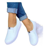 Nuevos Zapatos Elegantes De Color Liso Blanco Plano