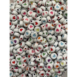 100 Dijes Blancos Corazones Colores Pulsera Collar. Oferta!!