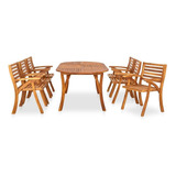 Juego De Comedor De Jardín De 7 Piezas De Madera De Acacia