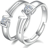 Anillos Plata 925 Boda Ajustable Compromiso Pareja Novios