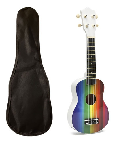 Ukelele Soprano De Madera Uquelele Funda Arco Iris Mandala