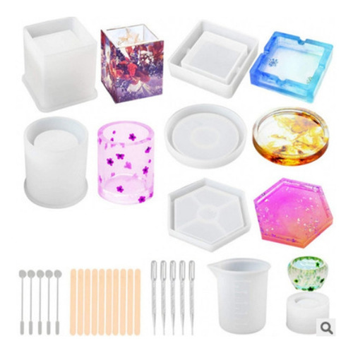 Set De 28 Pcs Molde De Silicona Surtidos Para Resina Epoxica