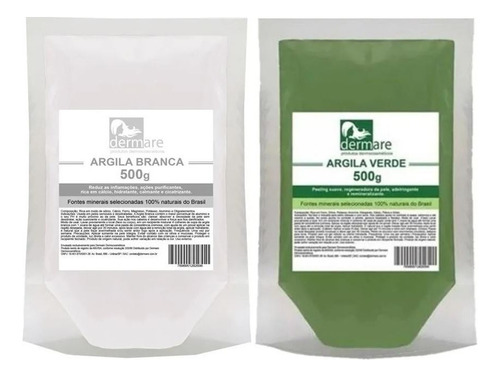 Argila Em Pó Facial Verde 500g Dermare 100% Natural Pura Tipo De Pele Oleosa