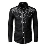 Camisa Vaquera De Hombre Western Con Diseño Bordado