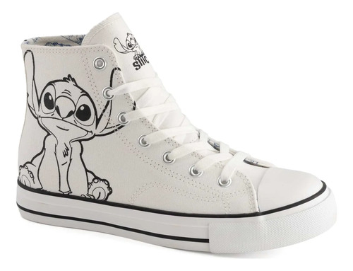 Tenis Stitch Mujer Estilo Casual A Tobillo Blanco 3708705