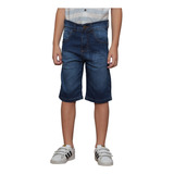Bermuda Jeans Infantil Juvenil Menino Slim Fit Verão