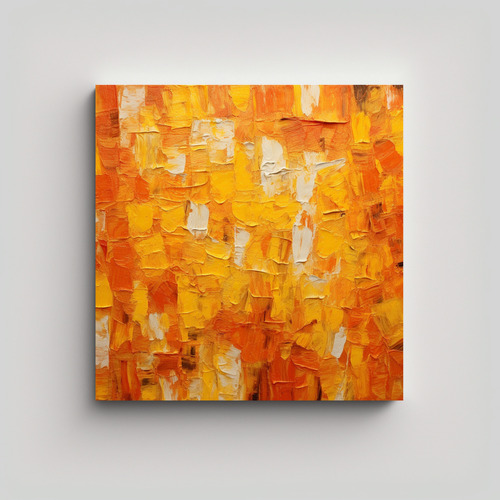 50x50cm Cuadro Inspirador Textura Estilo Óleo Naranja Y Ama