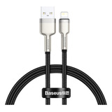 Cable De Carga Metálico Baseus Usb A Lightning 25 Cm Negro