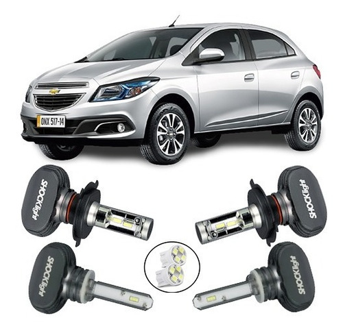 Kit Shocklight Ultra Led Farol Alto Baixo E Milha Onix 2015