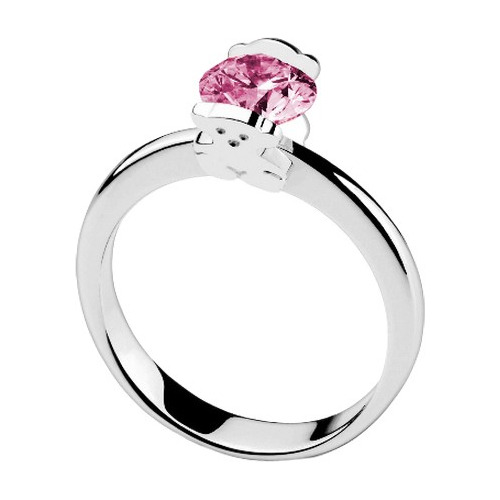 Anillo Ositos Oro Sólido 14k Certificado Y Diamante Rosa