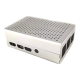 Gabinete Carcasa Raspberry Pi 4 Aluminio Plateado + Cooler