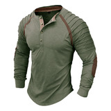 Camisa Henley Para Hombre, Manga Larga, Térmica, Casual