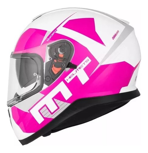 Casco Moto Mujer Mt Integral Doble Visor Fucsia Talle M 58