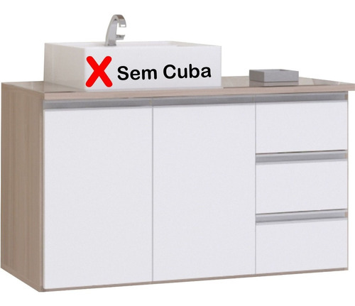 Gabinete Armário Banheiro Prisma 80cm - Sem Cuba Cor Do Móvel Madeirado-branco