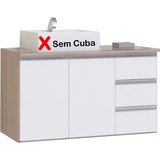 Gabinete Armário Banheiro Prisma 80cm - Sem Cuba Cor Do Móvel Madeirado-branco
