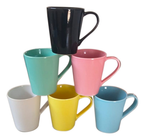 Jogo 4 Xicaras Chá 250 Ml Porcelana Colorida Caneca Café 