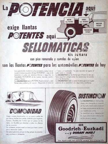 Cartel Retro Llantas Goodrich Euzkadi Sellomaticas 1955 /53