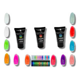 Kit 3 Pzs De Polygel Neón 15ml Mussa Para Uñas Decoración