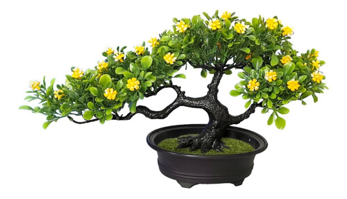 Árbol Bonsái Flores Realista Detallado Decorativo Artificial