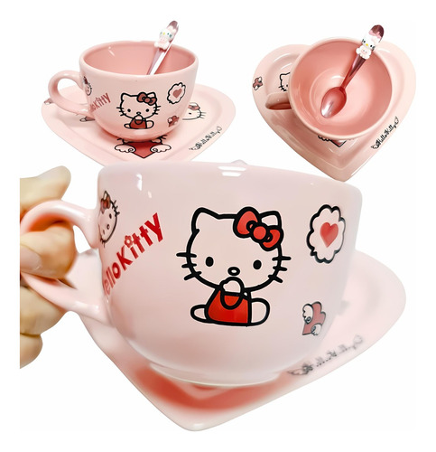 Set Taza Y Plato Hello Kitty Rosa