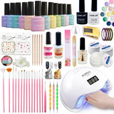 Kit Esmaltes Semi Permanentes D Uñas Cabina Uv Top Coat Base