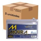 Kit 5 Baterias Estacionária Moura Nobreak Alarme 12v 7ah  