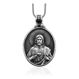 Medalla Collar Sagrado Corazon De Jesús Plata 925: Regalo