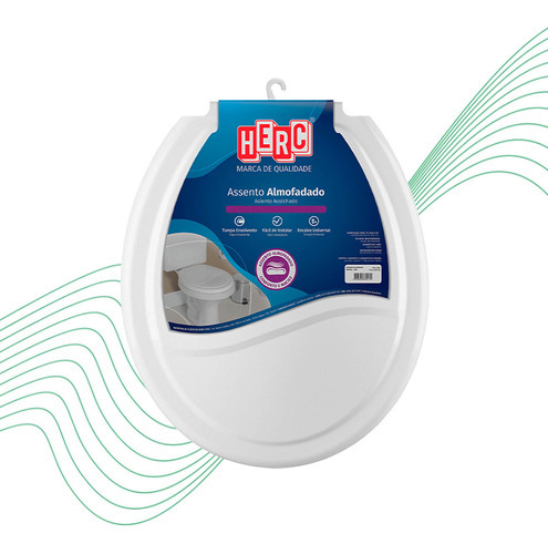 Assento Sanitário Almofadado Branco Herc Redondo Oval