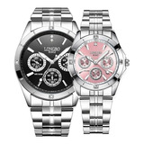 Duo Reloj Pareja Acero Inoxidable Contra Agua Lg8342