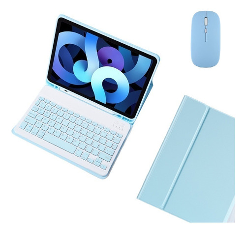 Funda Con Ratón Y Teclado For iPad Mini 4/5 Gen Ñ Sky Blue