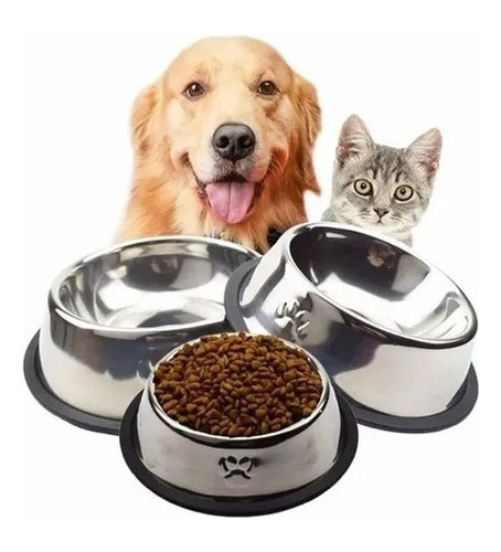 Plato Acero Inoxidable Para Perros Gatos 20cm Talla Mediana