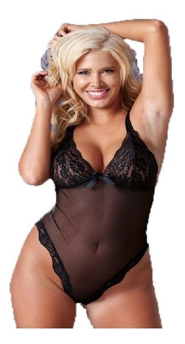 Body Tul Y Encaje Clandestine 4114 Negro - Talle Xl - Fun*